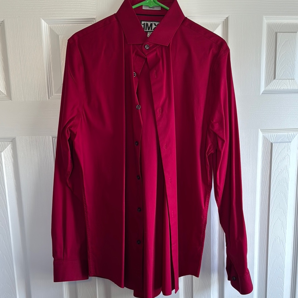 Express 1MX Mens- Red Dress Shirt- L